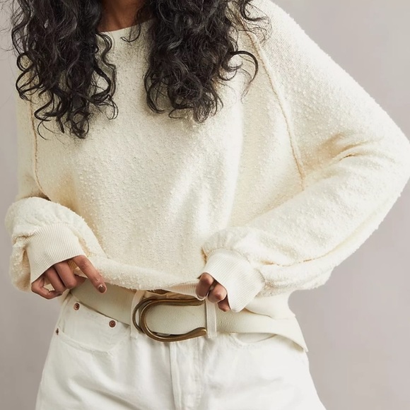 Free People Sweaters - Free People Found My Friend Cream Knit Balloon Sleeve Oversized Sweater